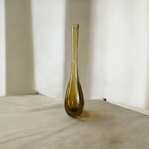 Vintage Glass Teardrop Solifleur Bud Vase  Mid- Century Modern 1970's  12.5" H